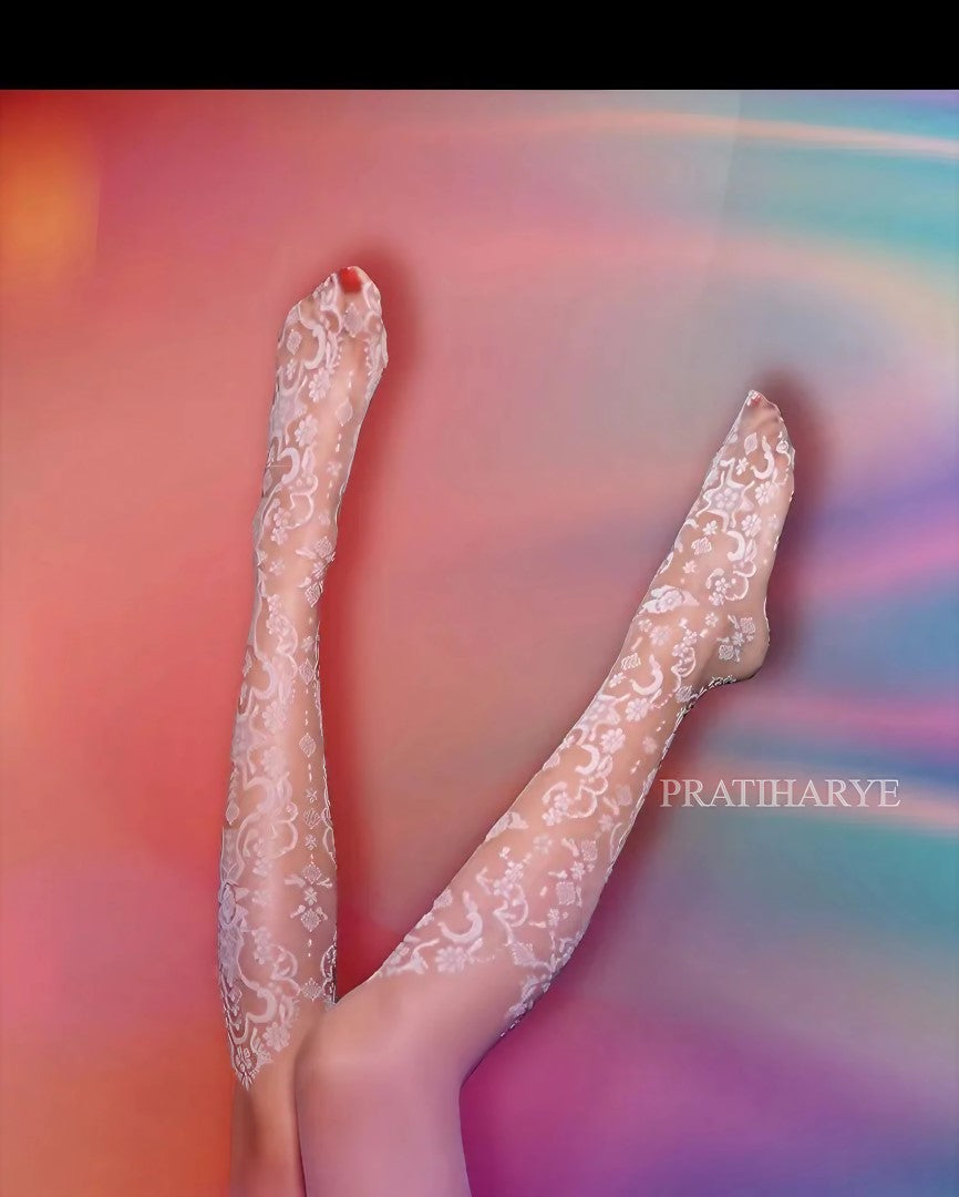 Floral Print Pantyhose