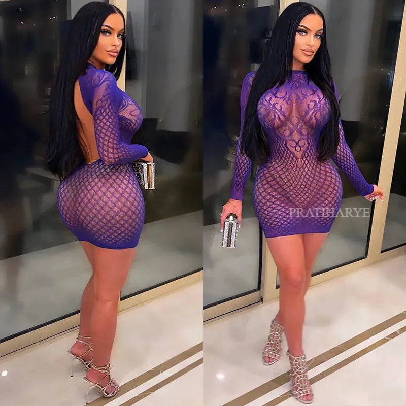 Sexy Hollow Out Backless Mini Dress