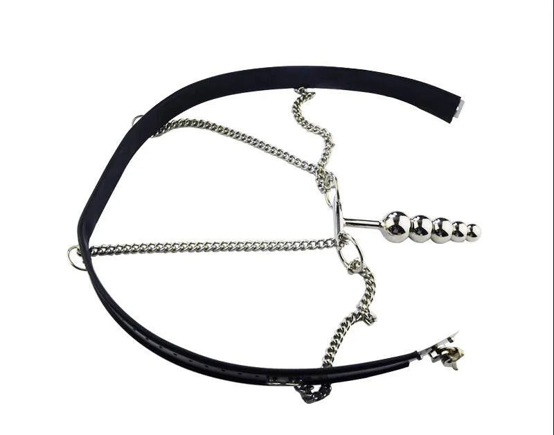 Stainless Steel Female Chastity Belt with Butt Plug
