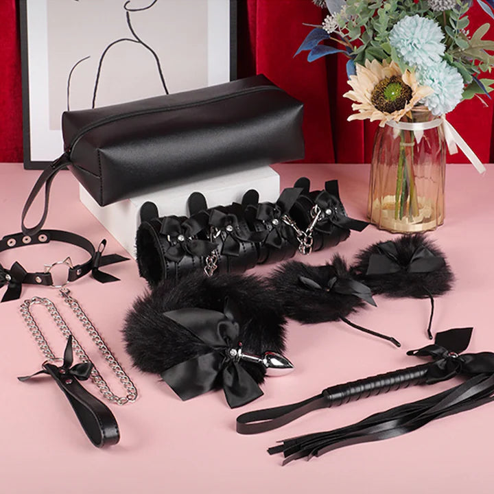 Black 7pc BDSM KIT with Pouch