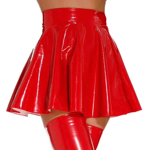 Latex High waist Mini Skirt with legs