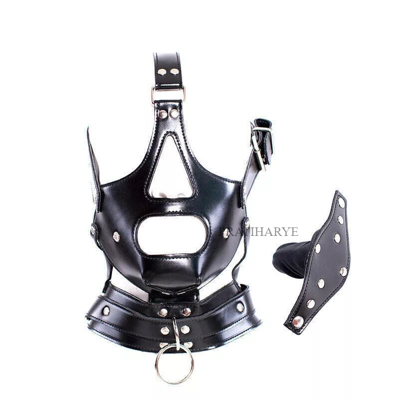 Cut Out Leather Bondage Face Mask