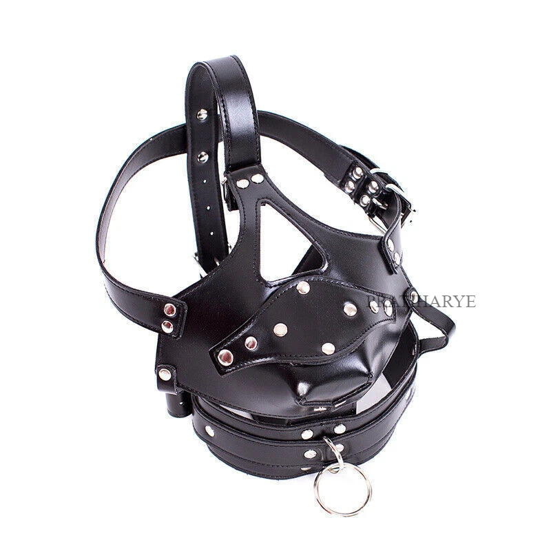 Cut Out Leather Bondage Face Mask