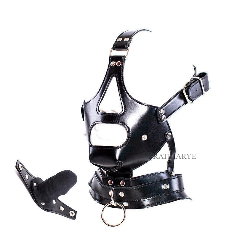 Cut Out Leather Bondage Face Mask