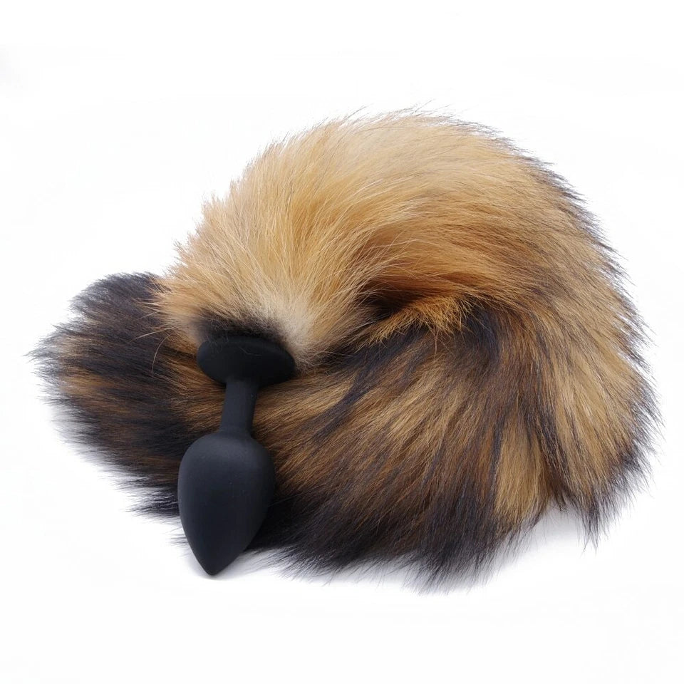 Fox Tail Silicone Butt Plug Brown & Black