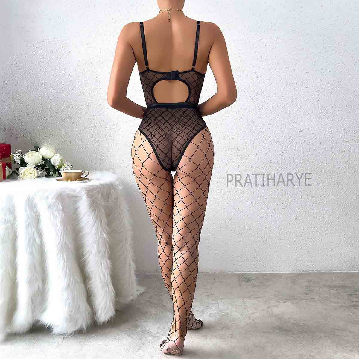 Lace Pu Leather Bodysuit