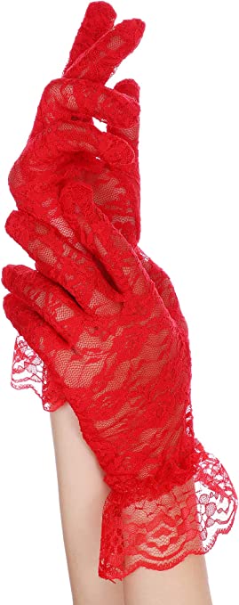 Short Sexy Floral Lace Gloves