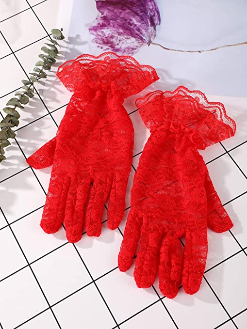 Short Sexy Floral Lace Gloves