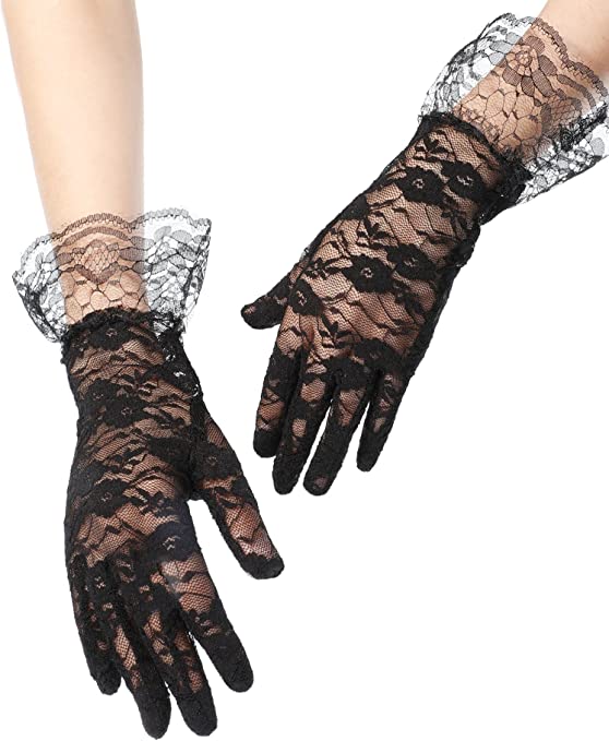 Short Sexy Floral Lace Gloves