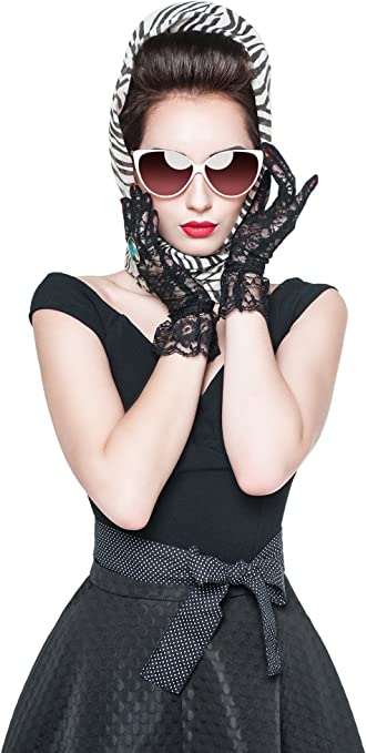 Short Sexy Floral Lace Gloves