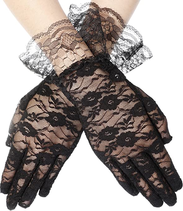 Short Sexy Floral Lace Gloves
