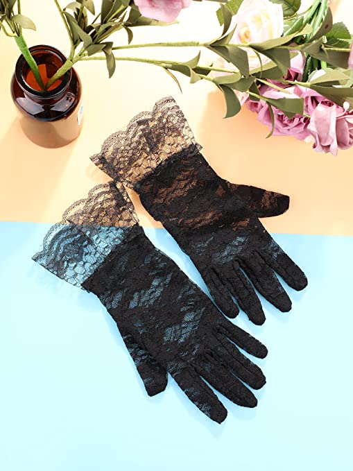 Short Sexy Floral Lace Gloves