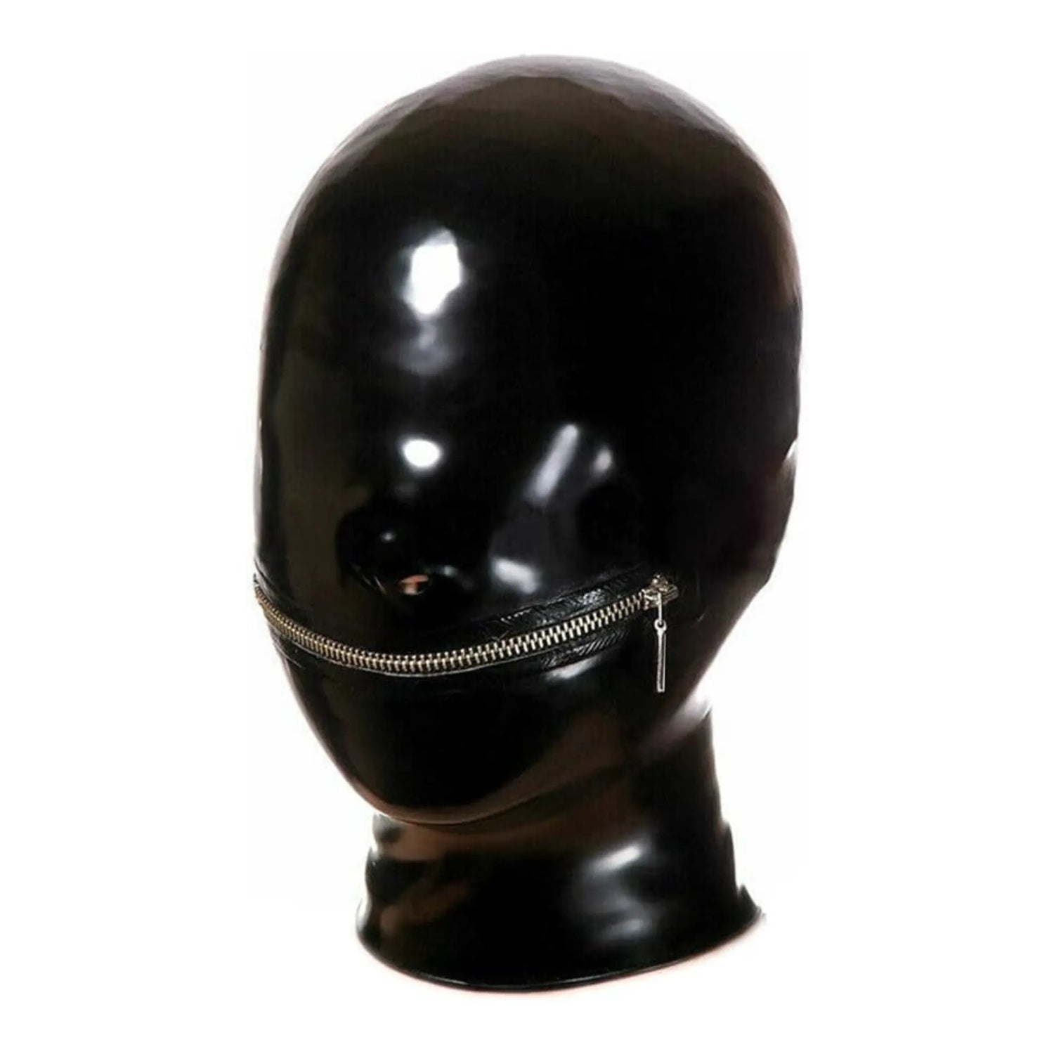 Black Mold Latex Hood Mask with Mouth Zipper