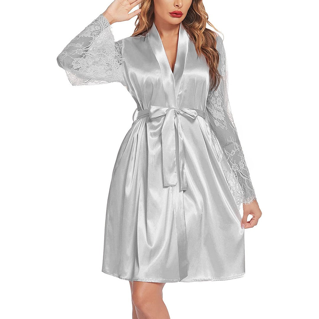 Pratiharye 3/4 Sleeve Satin Robe