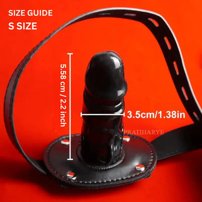 PU Leather Head Hood Blindfold Bondage with Dildo - Pink