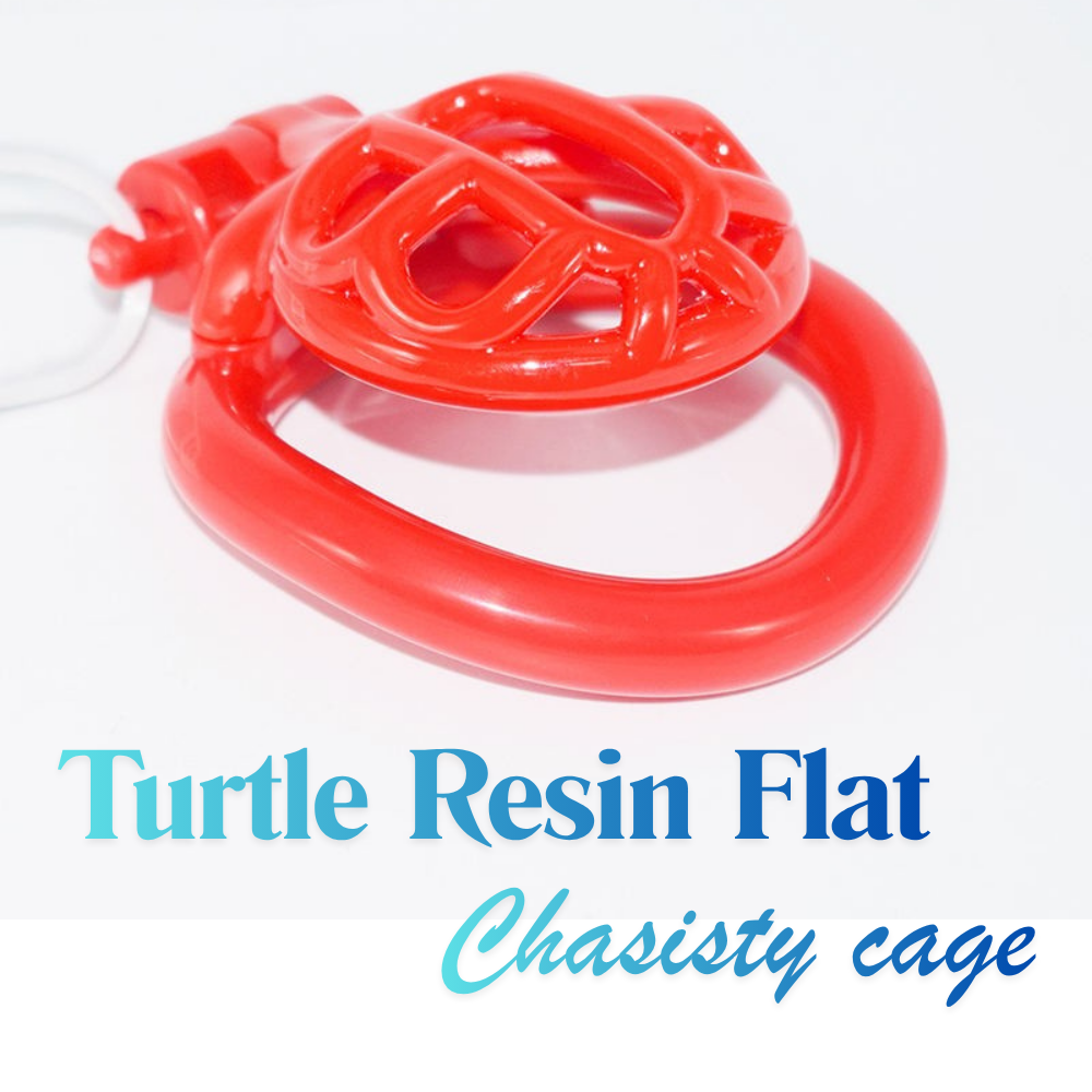 Premium Turtle Flat Resin Chastity Cage with 4 Rings