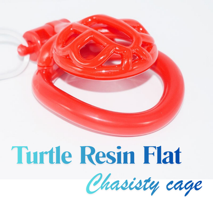 Premium Turtle Flat Resin Chastity Cage with 4 Rings
