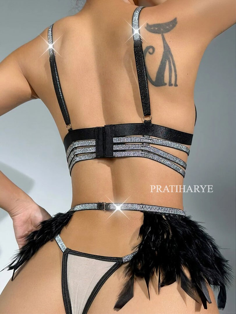 Feather Glitter Garter Set - Pratiharye