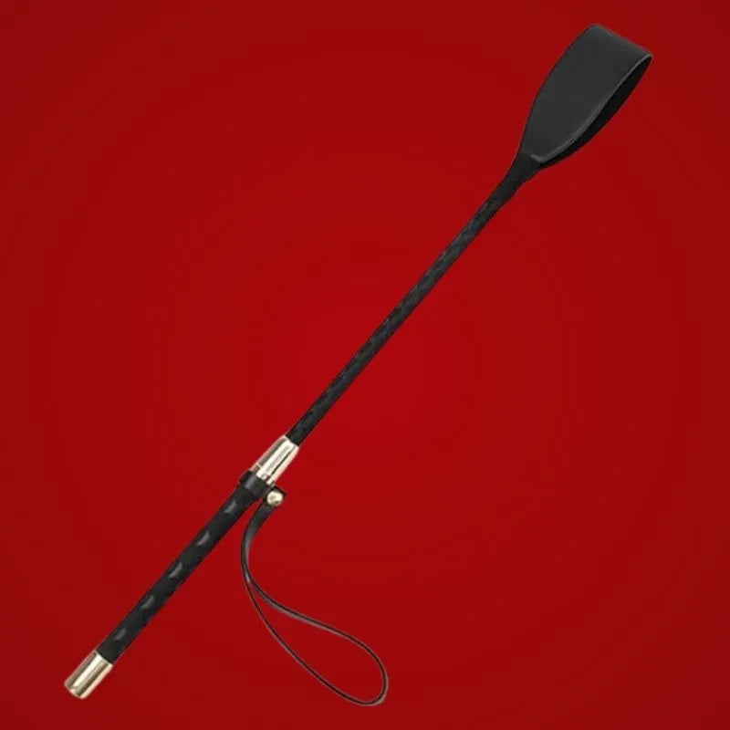 Premium Black Leather Paddle with Wrist Strap