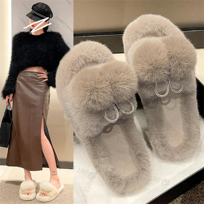 Cute Furry Glittery Pom-Pom Slippers