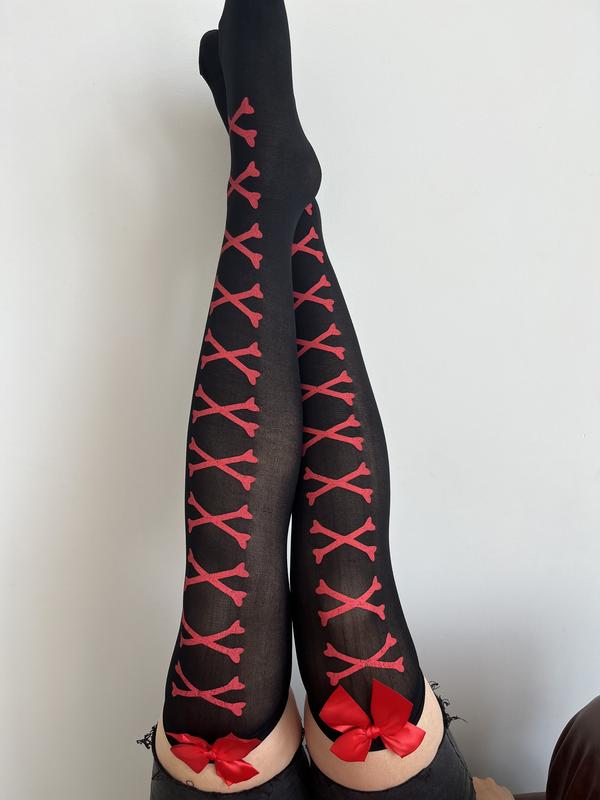 Halloween Gothic Bone Thigh High Stocking