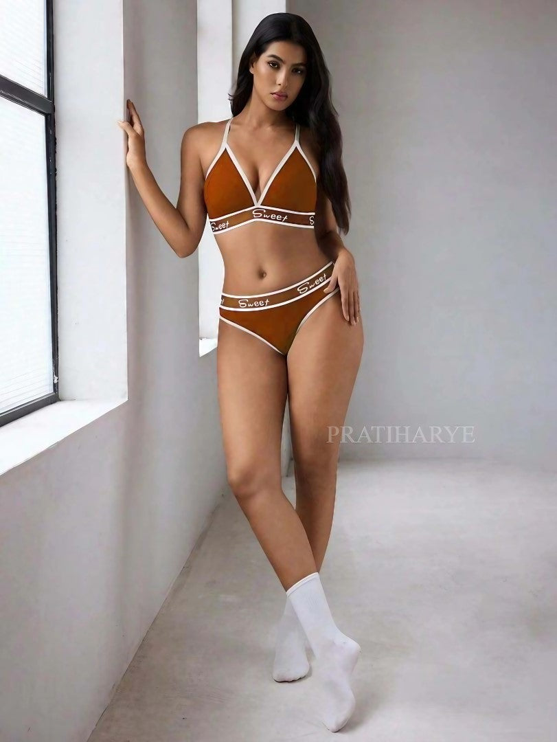 Contrast Letter Bikini set