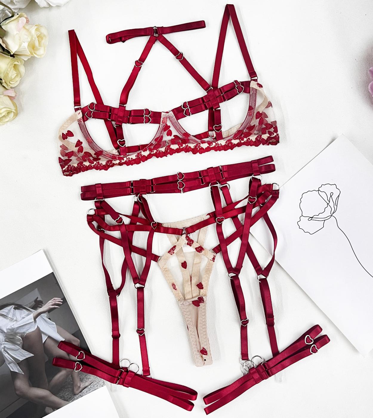 Valentine Sexy Garter Lingerie Set