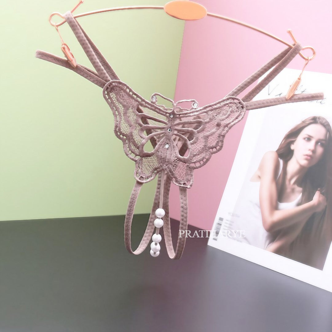 Butterfly Pearl Lace Thong