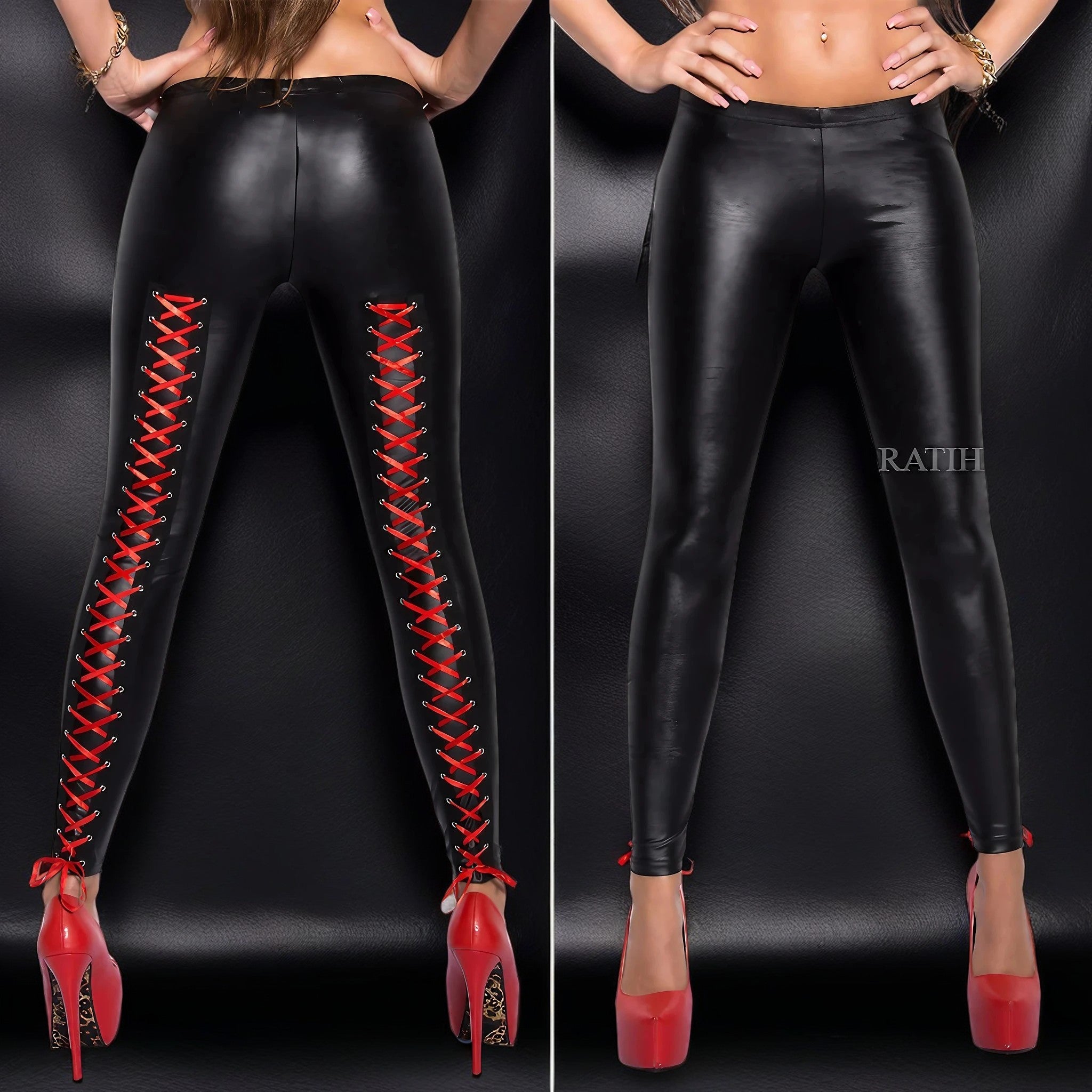 Lace Up Pu Leather Pant