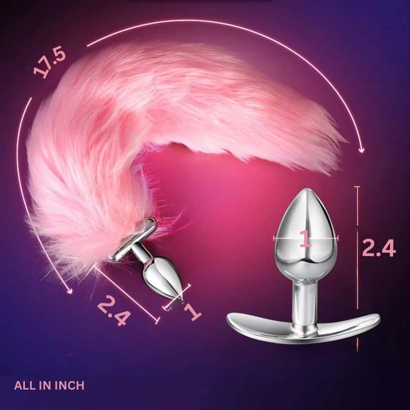 LED Glowing Foldable Fox Tail with Steel Butt Plug