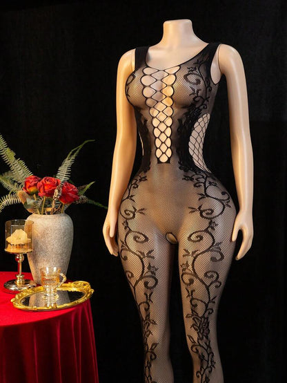 Floral Fishnet Bodystocking for Women