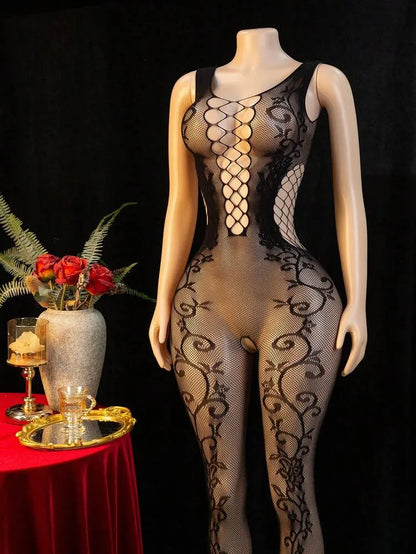 Floral Fishnet Bodystocking for Women