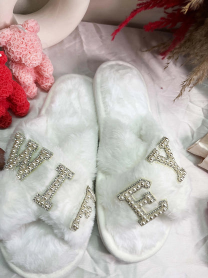 Premium Cute Fluffy Bride &amp; Wifey Slippers