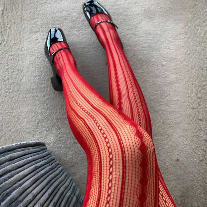 Crimson Desire Fishnet Pantyhose