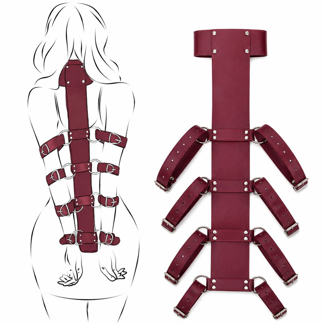 Faux Leather Back Bondage Spine Restraint Harness