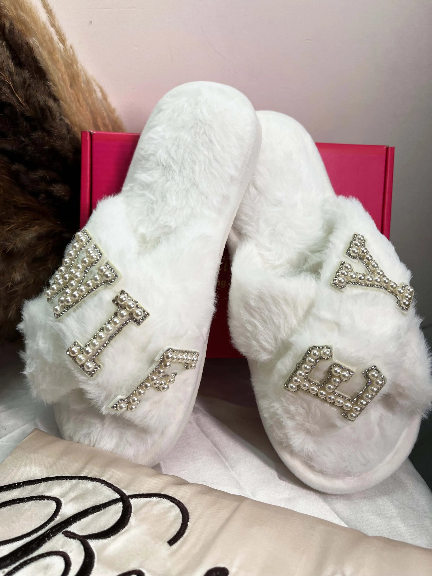 Premium Cute Fluffy Bride &amp; Wifey Slippers