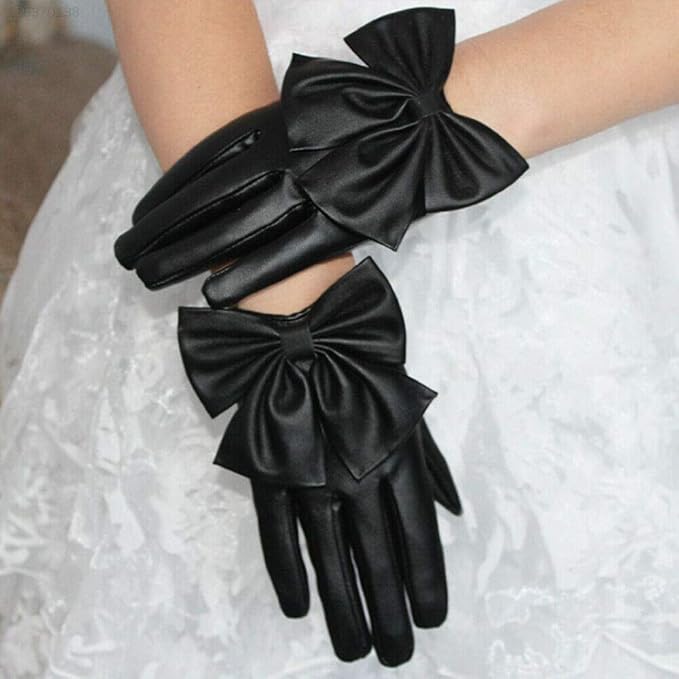 Mini Bow Leather Gloves