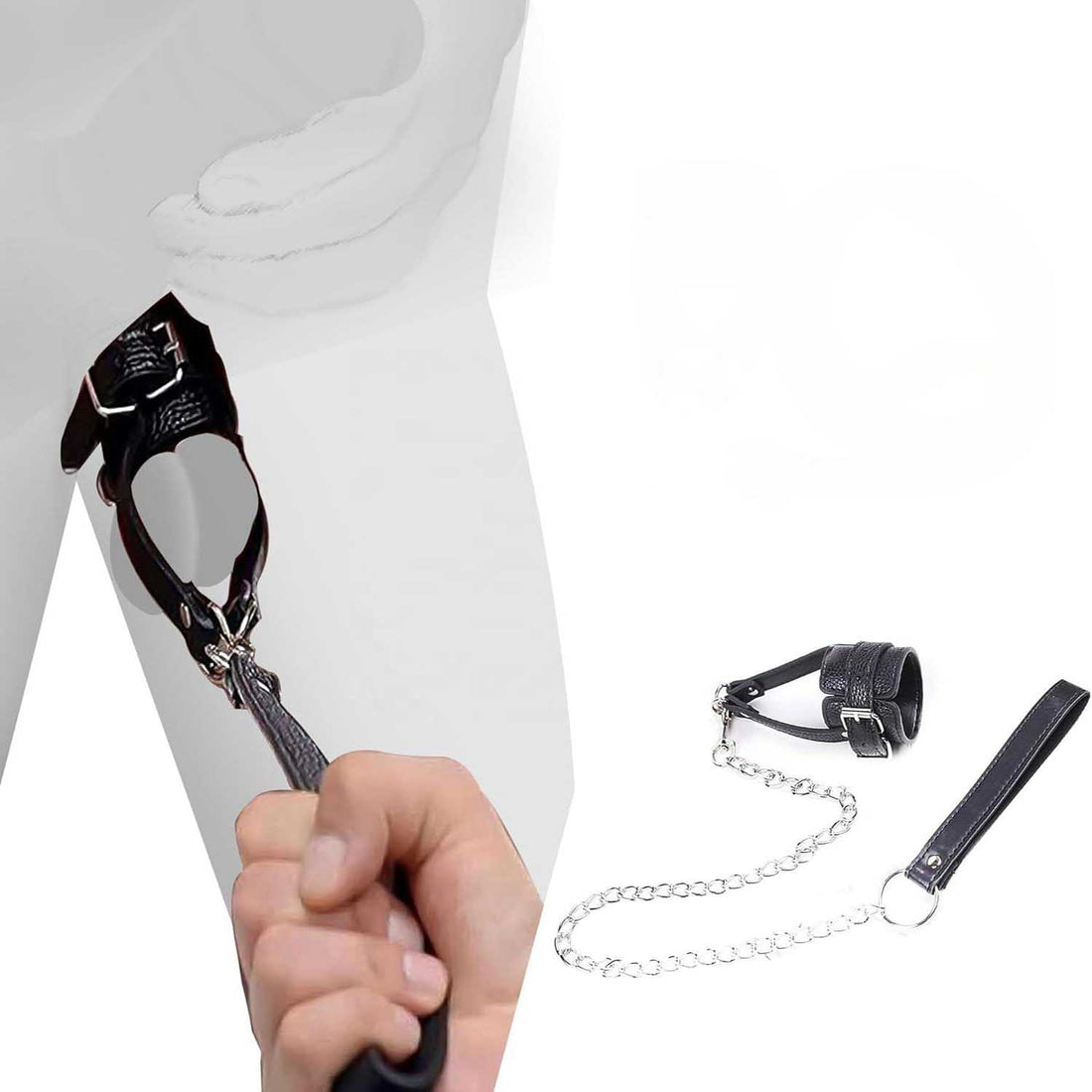 Men Dick Leather Pulling Collar