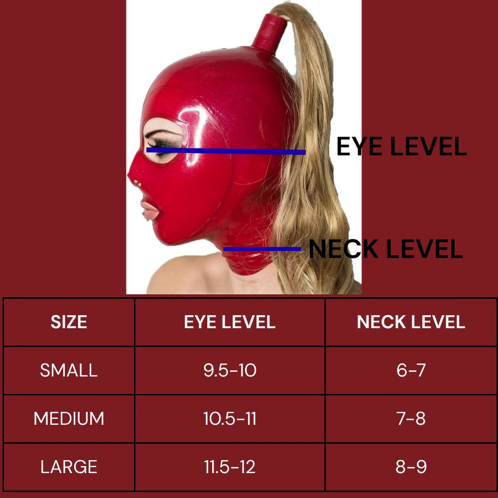 Premium Handmade Red Latex Hood Mask with Blonde Ponytail