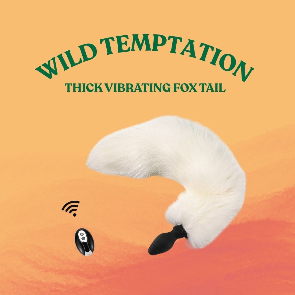 Thick Vibrating Silicone Butt Plug White Fox Tail