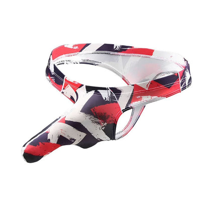 Abstract Print Pouch Thong for Men