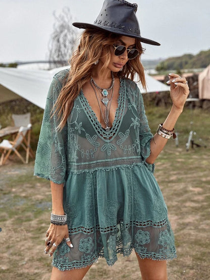 Embroidery Beach Cover Up Without Bikini