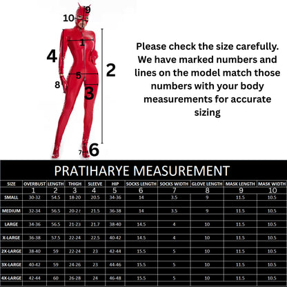 Pu Leather Catsuit With Mask Gloves &amp; Legs