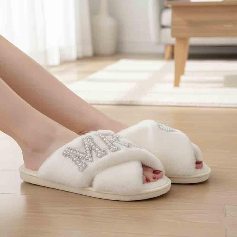 Mrs Furry White Slippers