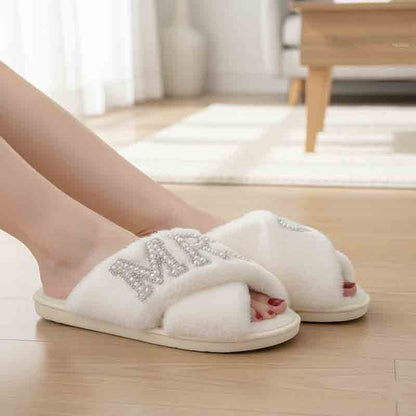 Mrs Furry White Slippers