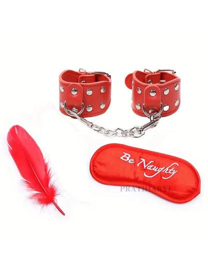 3Pc Kit Eye Mask Handcuff Feather