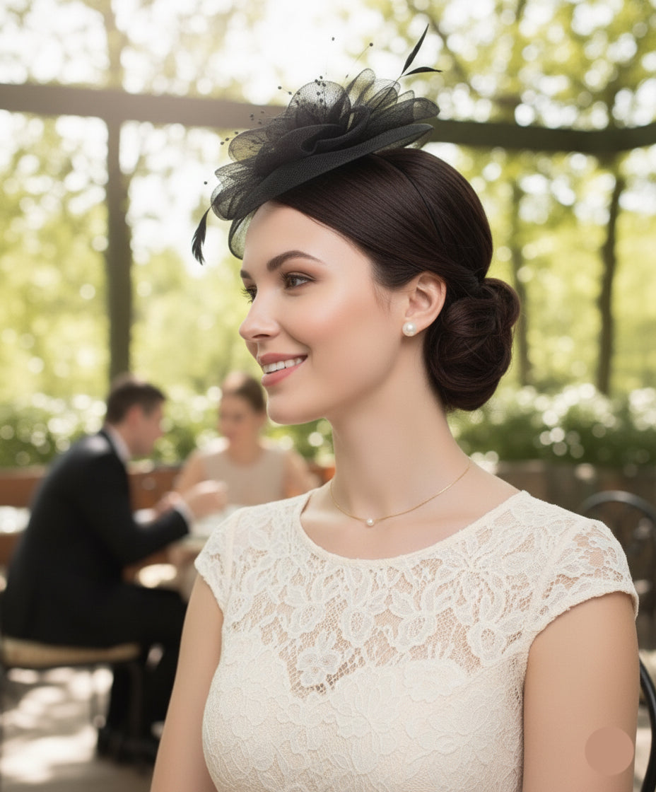 Elegant Feathered Mesh Fascinator Hat