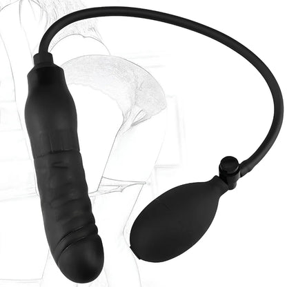 Black Inflatable Vibrating Adult Toy with Manual Air Pump