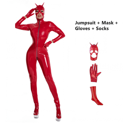 PVC Catsuit With Mask Gloves &amp; Legs