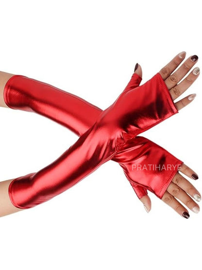 Finger and thumb Cut Faux Leather Gloves